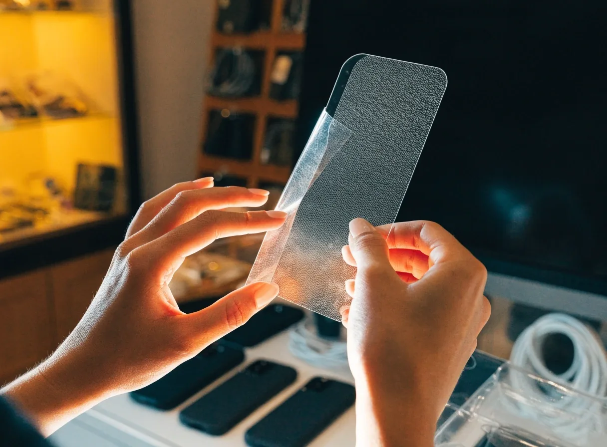 Vidrio templado para pantalla de celular sobre fondo claro
