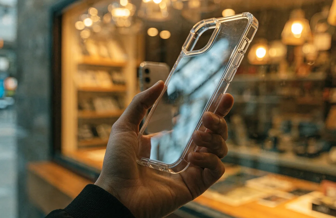 Dos fundas transparentes apiladas sobre cartón claro