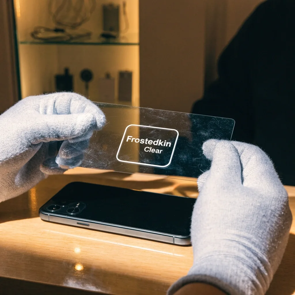 Teléfono de pantalla plana con un vidrio templado transparente alineado sobre la pantalla